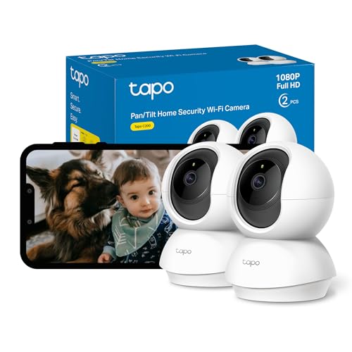 Tapo C200 2'li Paket 1080p Pan/Tilt İç Mekan Kamerası, Bebek Monitörü, Hareket Algılama, Özelleştirilebilir Gizlilik Modu, 2 Yönlü Konuşma, Gece Görüşü, Bulut ve Yerel Depolama, Alexa ve Google ile