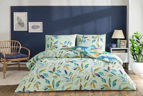 TAÇ Liora Ranforce Standart Ranforce Nevresim Takımı, Yeşil, Tek Kişilik