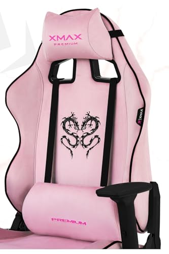 XMAX/Rio Balerion Terletmez Kadife Kumaş Pembe Gaming Oyuncu Koltuğu / 120 Kg Taşır 243567352346535
