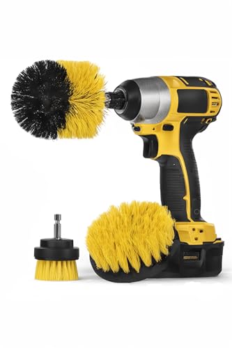 Busstier Matkap Ucu Temizleme Fırça Seti 3'lü Çok Amaçlı Temizlik Fırça Seti Matkap Ucuna Takılan Sert Kıllı Fırçalar Banyo Fayans Küvet Lavabo Halı ve Araba Temizliği İçin