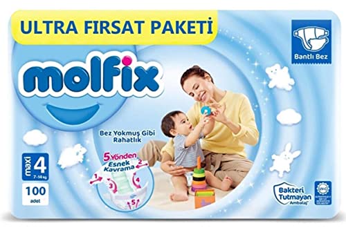 Molfix Maxi 4 Beden Aylık Bebek Bezi (1 x 100 Adet)
