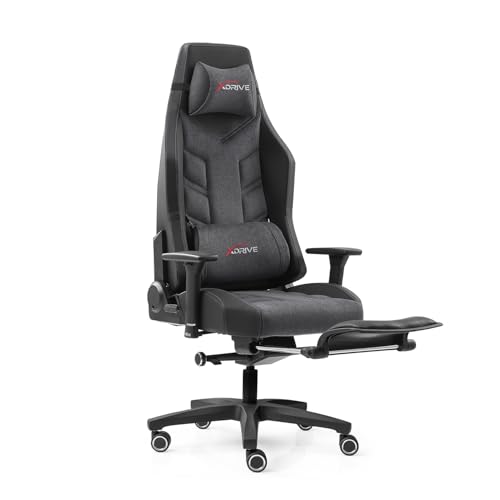 xDrive Fırtına Profesyonel Oyuncu Koltuğu Ayak Uzatmalı Kumaş Gri