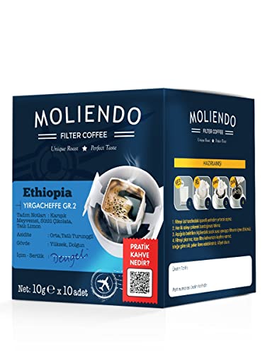 Moliendo Finest Coffee Ethiopia Yirgacheffe Pratik Filtre Kahve 10x10 g