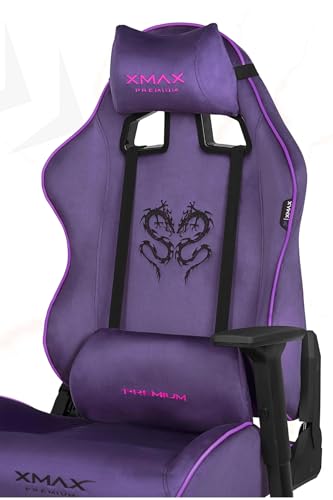 XMAX/Rio Balerion Terletmez Kadife Kumaş Mor Gaming Oyuncu Koltuğu / 120 Kg Taşır 1235563452331542