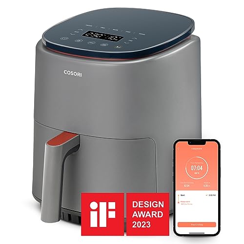 COSORI Air Fryer (Sıcak Hava Fritözü), 3.8 Litre Gri, 1500 W, 7 Özelleştirme Fonksiyonu, 75 - 230°C, 1 - 3 Porsiyon, Uygulama ve Ses Kontrolü Ve Çevrimiçi Tarifler