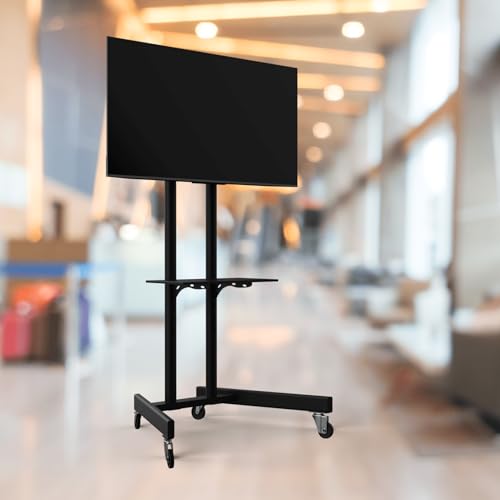 ALPIN TV/Fuar Standı Bilgisayar Askı Aparatlı Metal Tekerlekli TV Sehpası/Ünitesi 40” inç – 75” inç