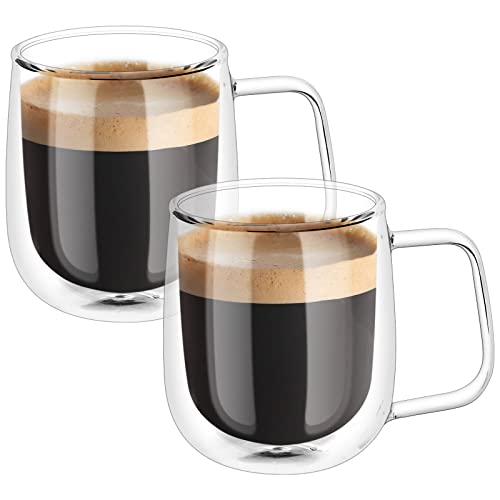 Vicloon Çift cidarlı Latte Macchiato bardak seti, 2 adet çift duvarlı kulplu kahve bardağı, 250 ml kahve fincanı, cam, Cappuccino, latte, çay, dondurma, bira için