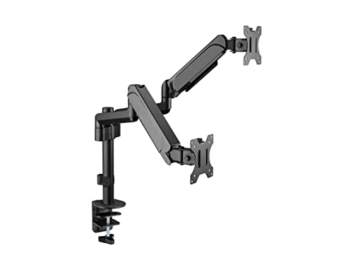 GAMEON Çift, gazlı yaylı monitör kolu, oyun ve ofis için stant ve tutucu, 17 inç ila 32 inç, her kolun taşıma kapasitesi 9 kg'a kadar, siyah (GO-3356)