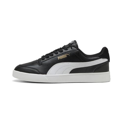 PUMA Unisex Yetişkin Shuffle Spor Ayakkabı, Puma Black-Puma White-Puma Team Gold, 42 EU