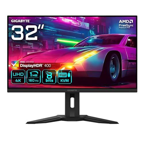 GIGABYTE M32UP 31.5" IPS Gaming Monitor, 4K UHD (3840x2160), 160Hz, 1ms MPRT, Non-Glare, HDMI 2.1 & DisplayPort 1.4 (DSC) & USB-C, DisplayHDR 400, KVM, Dahili Hoparlör
