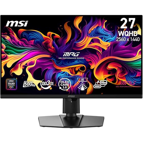 MSI 26.5 MPG 271QR QD-OLED X50, Gaming Monitör, WQHD, 16:9, Flat, QD-OLED, 500Hz, 0.03ms, Adaptive-Sync