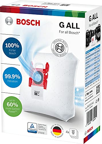 Bosch Hausgeräte Bosch PowerProtect Tip G ALL BBZ41FGALL, 4 x elektrikli süpürge torbası,%99,9 ince toz filtreleme,%50 daha uzun kullanım ömrü, BSG8, BSN1 hariç tüm güncel seriler için uygundur