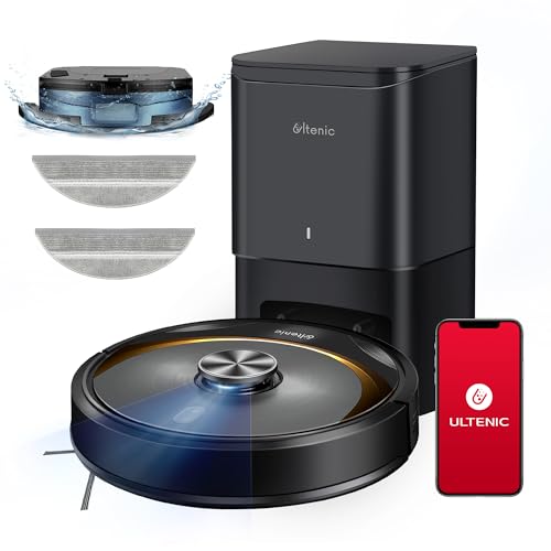 Ultenic T10 Elite Robot Vacuum Cleaner with Mop, Robotic Vacuum Self Emptying for 45 Days Hands-Free, LiDAR Navigation, Compatible with Alexa/Wi-Fi Connected, Ideal for Pet Hair, Hard Floor and Carpet
