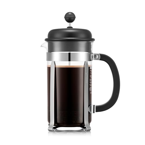 Bodum Caffettıera Kahve Demleme Aparatı, French Press Sistemi, Sabit Paslanmaz Çelik Filtre, Siyah, 1 Litre