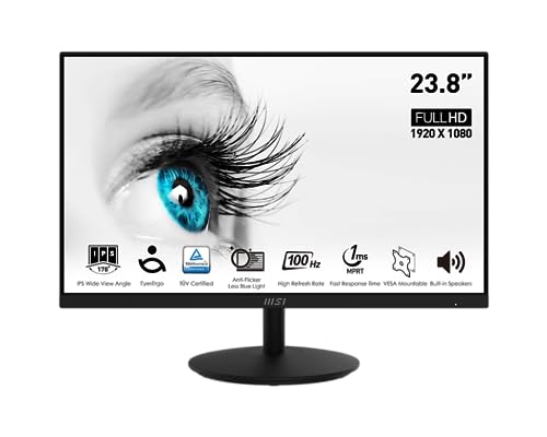 MSI 23.8" PRO MP242A Kurumsal Monitör, Flat, FHD, IPS, 100Hz, Anti-Glare, Siyah