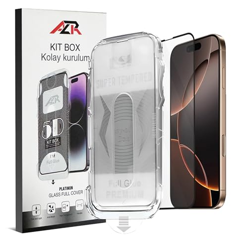AZR iPhone 16e / 14/13 Pro / 13 (6.1'') İle Uyumlu [PREMIUM] Ekran Koruyucu Hizalama Aparatlı [Kolay Kurulum] ve Uygulanırken Camın Altında Toz Bırakmayan Darbelere Karşı Ekstra Güçlü Cam