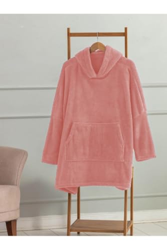 Mulberry Wellsoft Kapşonlu Giyilebilir Tv Battaniyesi Unisex Over Size - Pembe